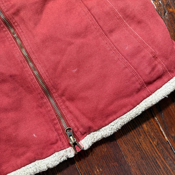 Duluth Trading Vest Womens L Red Canvas Sherpa Lined Heavyweight Chore Full Zip - Picture 4 of 13